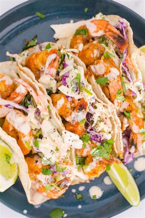 15 Minute Easy Shrimp Tacos Recipe With Slaw
