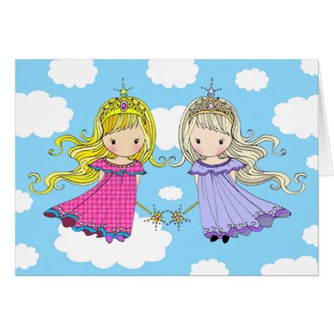 Twin Sisters Birthday Card Fairy Princess