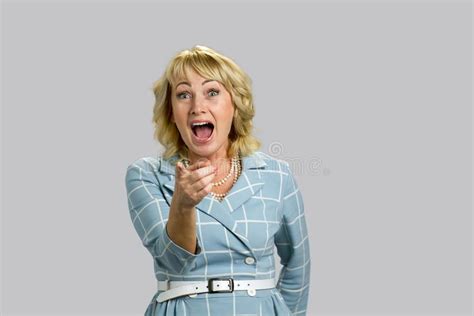 Laughing Mature Woman Posing On White Background Stock Image Image