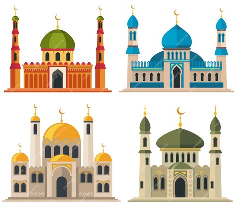 Premium Vector Arabic Muslim Mosques And Minarets Religious Eastern