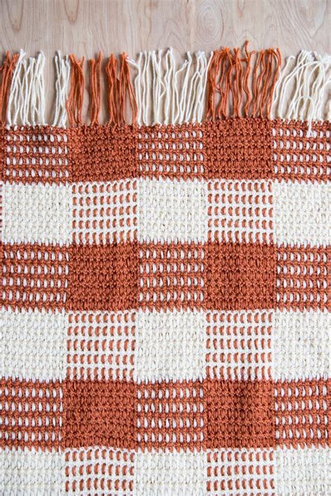Crochet Gingham Throw Blanket Free Pattern