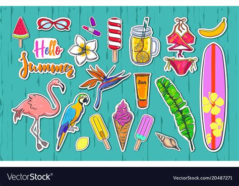 Set Fashion Summer Stickers Badges 2 Royalty Free Vector