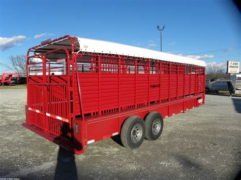 Livestock Trailer for sale | New 2020 Coose 6'8x24'x6'6 Ranch Hand Tarp Top Rubber Floor Stock ...