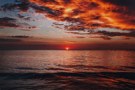 sfondo tramonto, mare, orizzonte, crepuscolo, panorama hd: widescreen ...