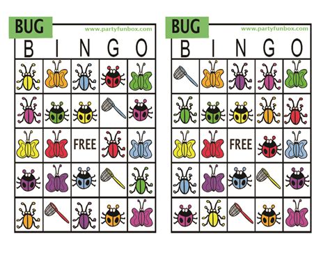 Free Printable Bug Bingo Cards
