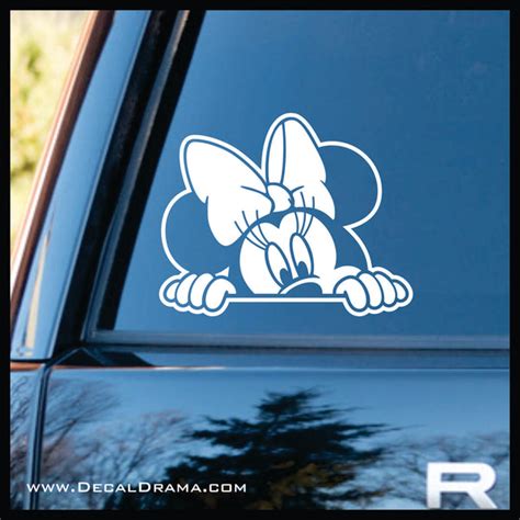 Peeking Minnie Mouse Disney Inspired Fan Art Vinyl Carlaptop Decal