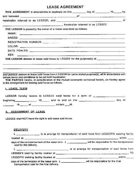 residential lease agreement template free printable