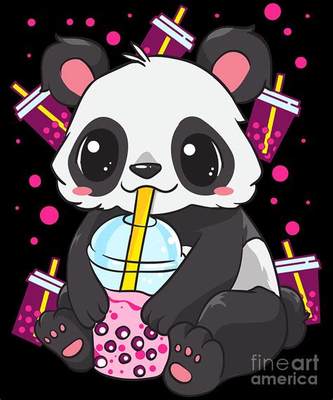 Boba Bubble Tea Panda Drinking Boba Digital Art By The Perfect Presents