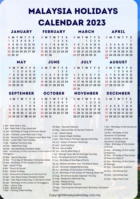 Malaysia Public Holidays 2023 Malaysia Calendar 2023