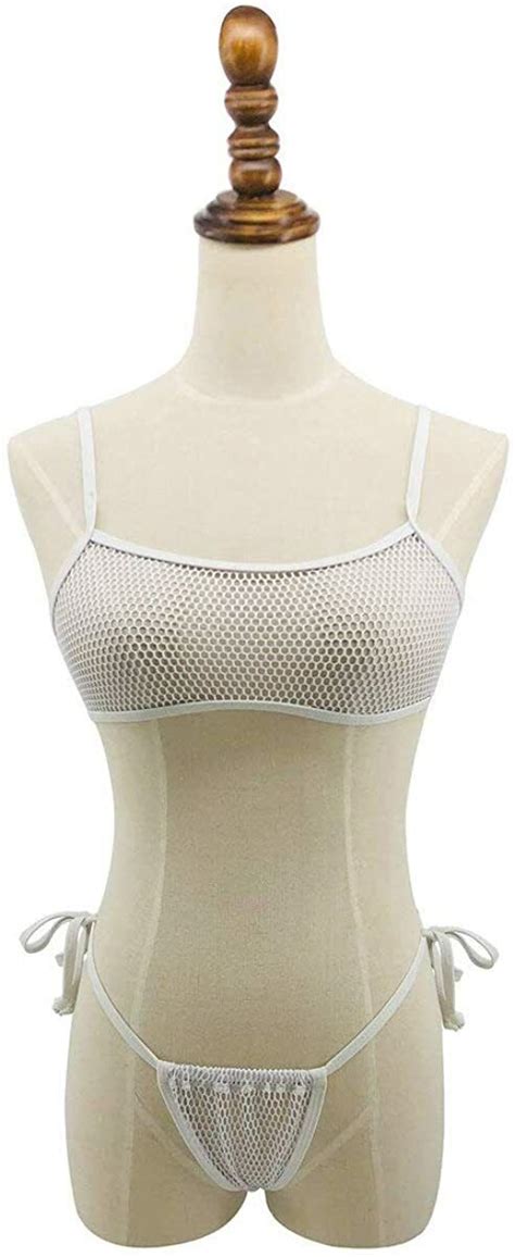 SHERRYLO Sheer Micro Bikini See Through Crop Top Side Tie G String