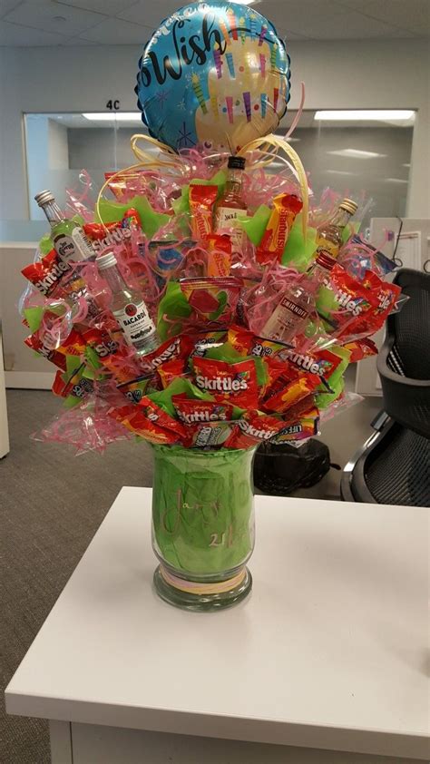 21st Birthday Candy Bouquet With Mini Liquor Bottles Birthday Candy