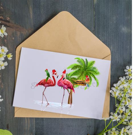 Flamingo Png Tropical Christmas Clipart Beach Clipart Sunny Etsy