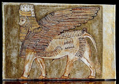 Babylon Sumerian Anunnaki Flying Gods Human Headed Winged Golden Bull