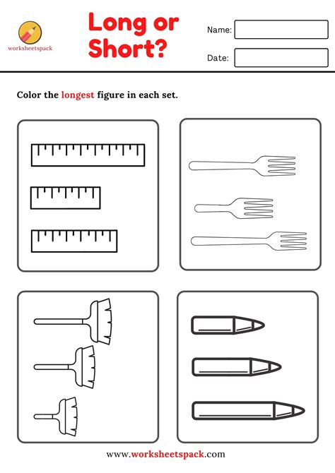 Long And Short Worksheets Printable And Online Worksheets Pack