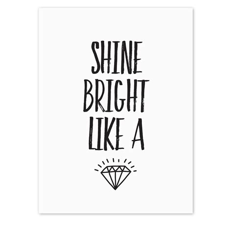 Shine Bright Like A Diamond Quote Print Motivational Wall Etsy