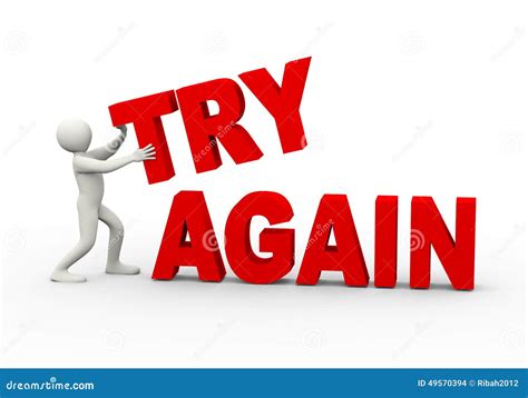3d Man Text Try Again Stock Illustration Image 49570394