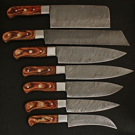 Damascus Kitchen Cutlery Set Set Of 7 Black Forge Knives Touch
