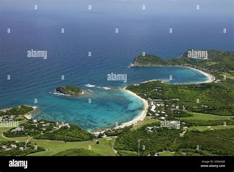 West Indies Antigua And Barbuda Aerial View Of Half Moon Bay On