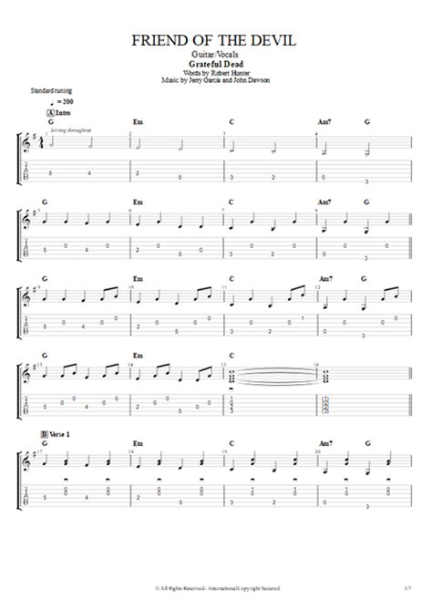 Friend Of The Devil Tab By Grateful Dead Guitar Pro Guitarvocals