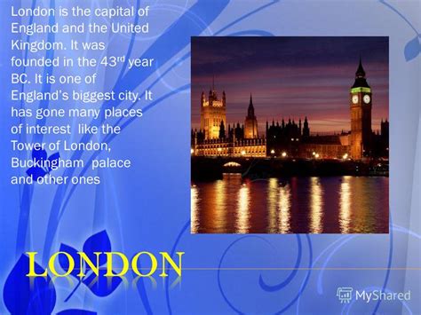 London — containing the city of london — is the capital of the united kingdom and of england and is recognised as one of the key world cities. Презентация на тему: "Balinyan Diana 6 form. London is the ...