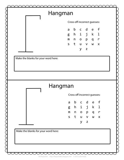 Free Hangman Template Printable Games For Kids Hangman Words Paper