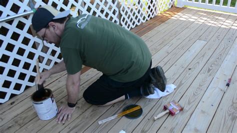 Before you invest a lot of money in your stain, make sure to test out our stain on an inconspicuous area on your deck. How to Stain a Deck: SHERWIN-WILLIAMS® Super Deck 1st Coat ...