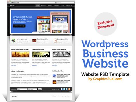 Wordpress business website PSD template - GraphicsFuel