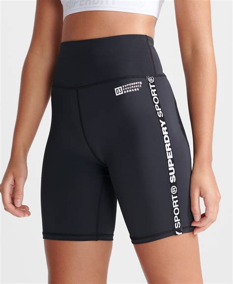Womens Gymtech Taped Core Tight Shorts In Black Superdry