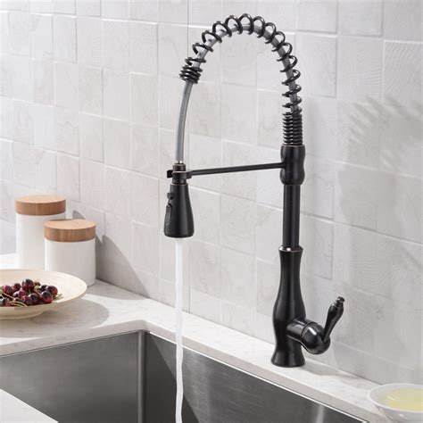 Vintage kitchen taps,oil rubbed bronze taps,gooseneck kitchen taps. Modern Gooseneck Spring Pull Out Kitchen Faucet&3-Function ...