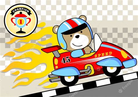 Premium Vector Car Racing Winner Cartoon Vector