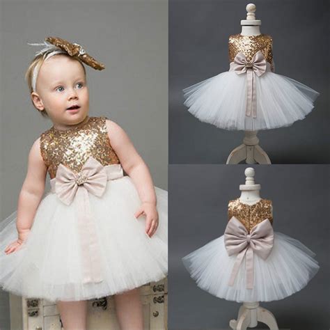 2019 Summer Toddler Kids Baby Girls Tutu Dress Sequin Bow Party Wedding