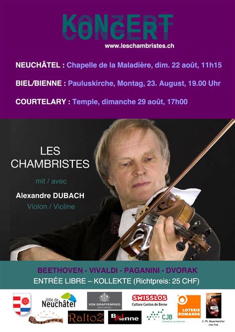 concert de l ensemble les chambristes avec le grand violoniste alexandre dubach dimanche 29