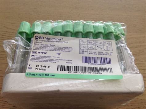 BD Vacutainer PST GEL And Lithium Heparin Blood Collection Tubes