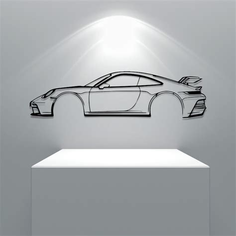 Porsche 911 Gt3 Silhouette Metal Wall Art Etsy