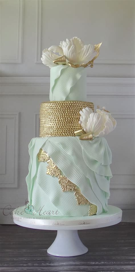 Mint Romance Soft Ribbed Layers With Gold Sequins And Accents Along