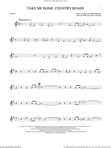 Beginner violin sheet music for au. Denver - Take Me Home, Country Roads sheet music for ...
