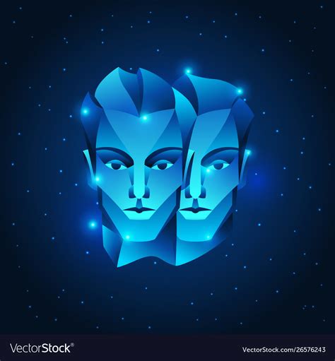 Gemini Zodiac Sign Blue Star Horoscope Symbol Vector Image