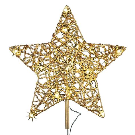 Claus baking sweets tree topper. 12 in. 18-Light LED Gold Five Star Metal Tree Topper-TF04 ...