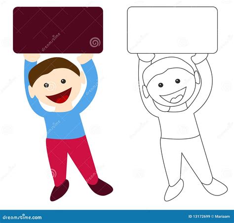 Boy Holding Blank Sign Stock Vector Illustration Of Smile 13172699
