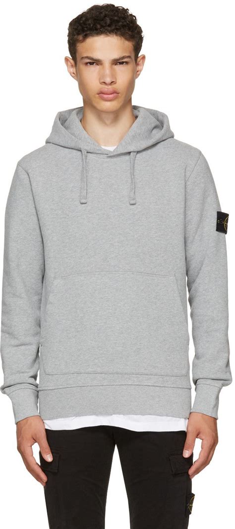 Classic distressed logo hooded sweatshirt pullover hoodie. STONE ISLAND Grey Logo Hoodie. #stoneisland #cloth #hoodie