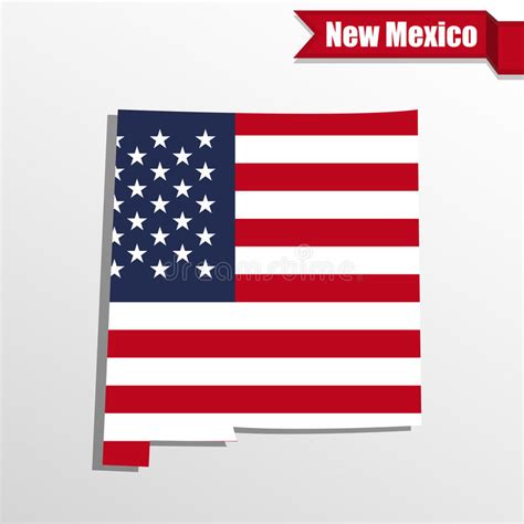 Part of csa with state capital santa fe; New Mexico State Map With US Flag Inside And Ribbon Stock ...