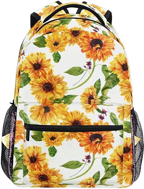 Wamika Sunflower Floral Backpacks Retro Flower Black