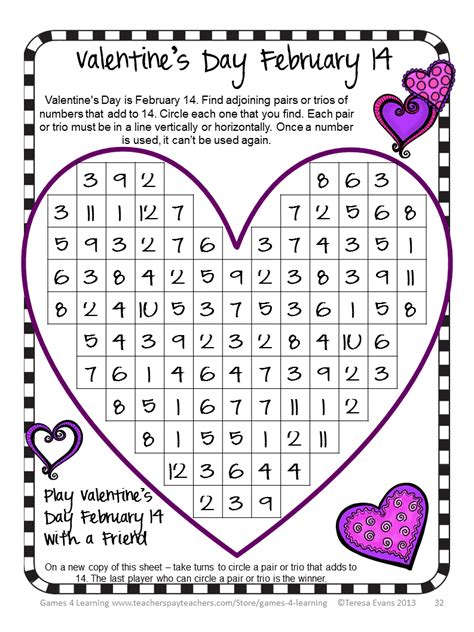 Fun Games 4 Learning Valentines Day Math Freebies