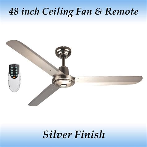 Ceiling fan with light kit. Sparky 48 inch 3 Blade Silver Stainless Steel Ceiling Fan ...