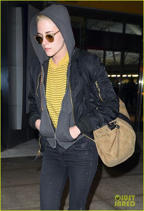 Kristen Stewart Covers Up New Buzzed Hair Arriving In Nyc Photo