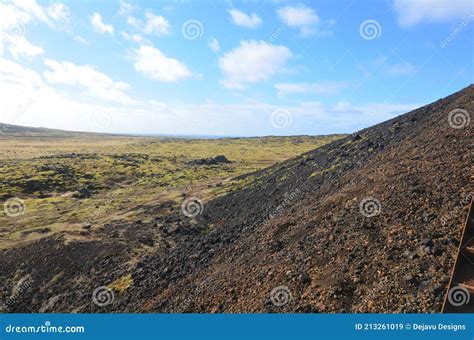 Reclaimed Lava Rock Landscape With Moss Covered Rocks Stock Image