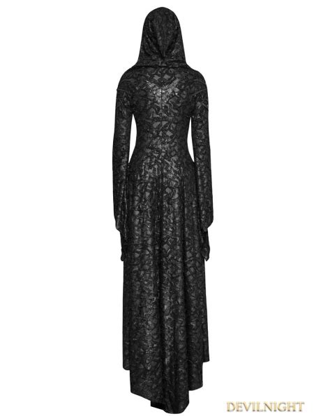Black Gothic Vampire Decadent Hooded Dress Uk