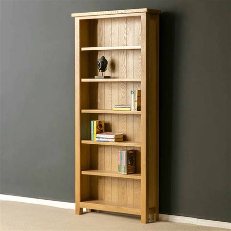London Oak Large Bookcase Solid Wood 6 Tier Bookshelf Roseland