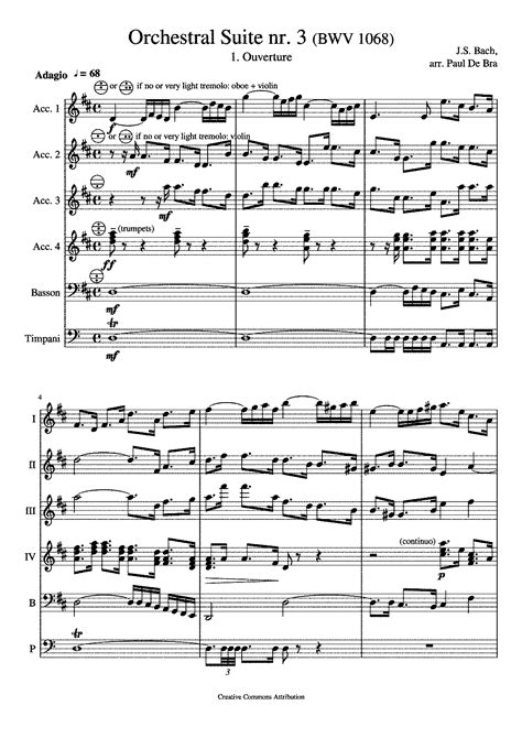 Orchestral Suite No3 In D Major Bwv 1068 Bach Johann Sebastian Imslp