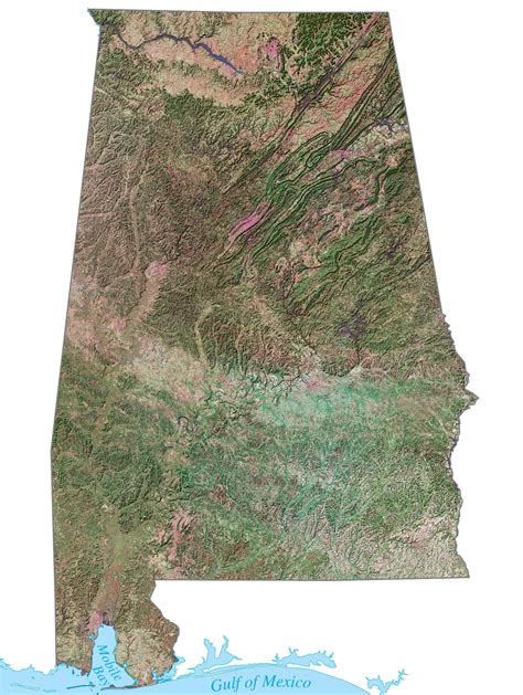 Satellite Map Of Alabama Large Map Vivid Imagery 20 Inch By 30 Inch